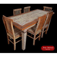 Conjunto de Mesa e 6 Cadeiras com acabamento "Provençal" - 46374