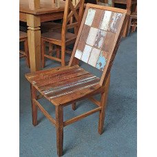 Cadeira Patchwork Rústica Ripada com Tinta em Madeira -10105