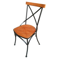 Cadeira "Katrina" com Encosto estilo "X" em Ferro com Madeira - 84377