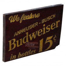 Placa "Budweiser 15 ¢" Vermelha em Madeira - 5222