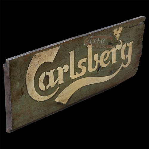 Placa "Carlsberg" Verde em Madeira - 5229
