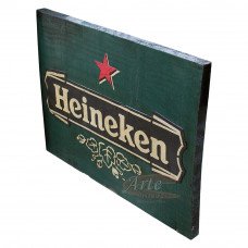 Placa "Heineken" Verde em Madeira - 5232