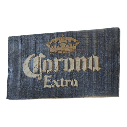 Placa "Corona Extra" Azul em Madeira