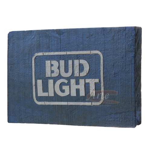 Placa "Bud Light" Azul em Madeira - 5257