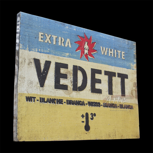 Placa "Vedett" Colorida em Madeira - 5261