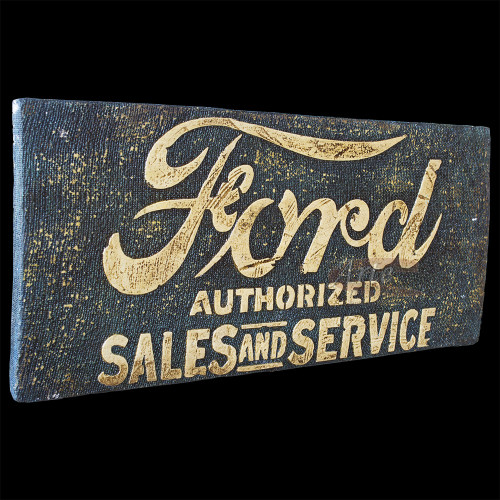 Placa "Ford Authorized" Azul em Madeira - 5266
