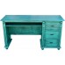 Escrivaninha de 1,45 azul envelhecido com 3 gavetas e pés torneados - 3135