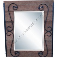 Espelho pequeno de madeira com detalhes em ferro - 3173